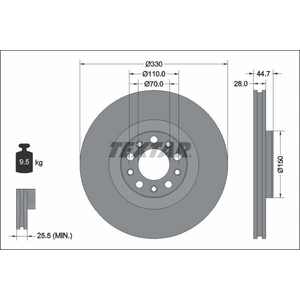 Disque de frein TEXTAR 92337905 avant, ventilé, à haute teneur en carbone, 1 pièce pas cher