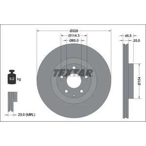 Disque de frein TEXTAR 92337603 avant, ventilé, 1 pièce pas cher