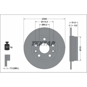 Disque de frein TEXTAR 92337703 arrière, plein, 1 pièce pas cher