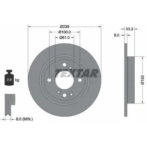 Disque de frein TEXTAR 92333903 arrière, plein, 1 pièce pas cher