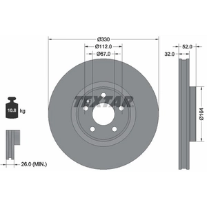 Disque de frein TEXTAR 92334903 avant, ventilé, 1 pièce pas cher
