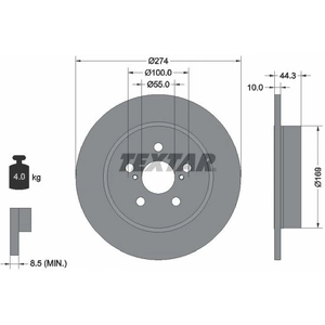 Disque de frein TEXTAR 92333703 arrière, plein, 1 pièce pas cher