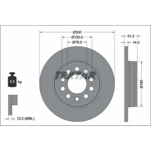 Disque de frein TEXTAR 92345203 arrière, plein, 1 pièce pas cher
