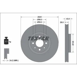 Disque de frein TEXTAR 92344703 avant, ventilé, 1 pièce pas cher