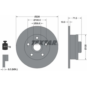 TEXTAR Disques de frein pour VOLKSWAGEN: Golf, Passat, Corrado, Vento & SEAT: Toledo (Ref: 92057200) pas cher