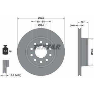 Disque de frein TEXTAR 92068400, arrière, ventilé , 1 pièce pas cher