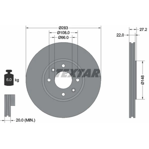TEXTAR Disques de frein pour CITROËN: Xantia, Xsara, ZX (Ref: 92059600) pas cher