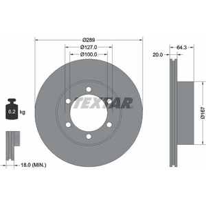TEXTAR Disques de frein pour TOYOTA: Hilux, 4-Runner & VOLKSWAGEN: Taro & VAUXHALL: Corsa (Ref: 92076300) pas cher