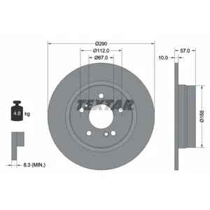 Disque de frein TEXTAR 92089000 arrière, plein, 1 pièce