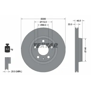 Disque de frein TEXTAR 92083500, avant, ventilé, à haute teneur en carbone, 1 pièce pas cher