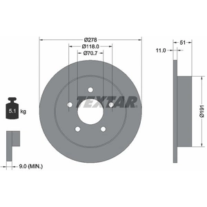 Disque de frein TEXTAR 92099800 arrière, plein, 1 pièce pas cher