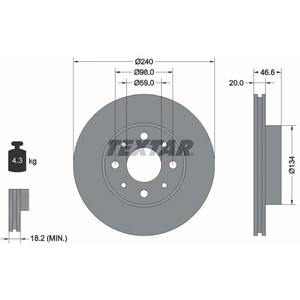 TEXTAR Disques de frein (Ref: 92090300) pas cher
