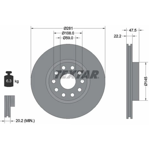 Disque de frein TEXTAR 92093800 avant, ventilé, 1 pièce pas cher