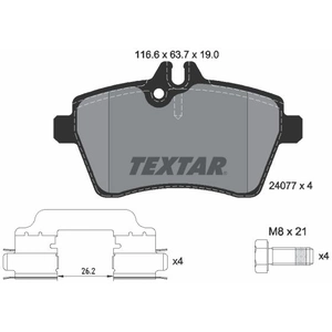 TEXTAR Plaquettes de frein X4 pour MERCEDES-BENZ: Classe A, Classe B (Ref: 2407702) pas cher