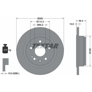 TEXTAR Disques de frein pour HONDA: FR-V, Stream (Ref: 92144500) pas cher