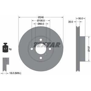 Disque de frein TEXTAR 92104500 avant, ventilé, 1 pièce pas cher