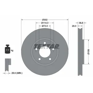 Disque de frein TEXTAR 92108200 avant, ventilé, 1 pièce pas cher