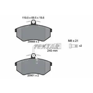 TEXTAR Plaquettes de frein X4 pour AUDI: Quattro, 100, 200, Coupé, 90, 80 (Ref: 2066922) pas cher