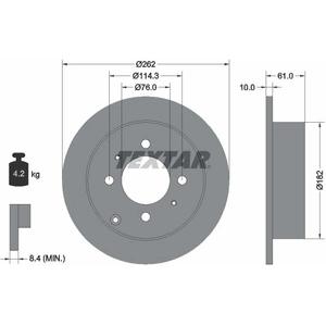 Disque de frein TEXTAR 92130900 arrière, plein, 1 pièce pas cher
