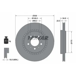 Disque de frein TEXTAR 92126803 arrière, ventilé, 1 pièce pas cher