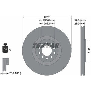 Disque de frein TEXTAR 92098505 avant, ventilé, 1 pièce pas cher