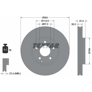 TEXTAR Disques de frein pour MERCEDES-BENZ: Classe E (Ref: 92152105) pas cher
