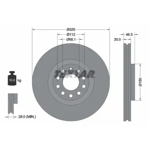 Disque de frein TEXTAR 92106705 avant, ventilé, 1 pièce pas cher