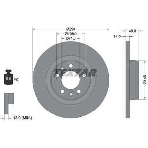 Disque de frein TEXTAR 92157100 arrière, plein, 1 pièce pas cher