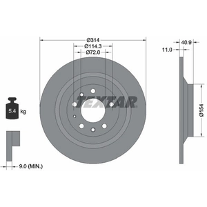 Disque de frein TEXTAR 92166400 arrière, plein, 1 pièce pas cher