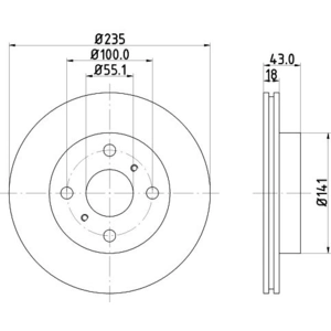HELLA PAGID Disques de frein pour TOYOTA: Yaris (Ref: 8DD 355 107-281) pas cher