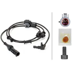 HELLA 6PU 230 040-611 Capteur, vitesse de roue - 2pôle - Essieu avant - Câble: 1230mm - avec support
