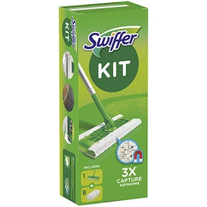 Comparateur de prix : Swiffer Kit Balai Attrape-Poussière + 8 Lingettes Sèches, 1 Unité