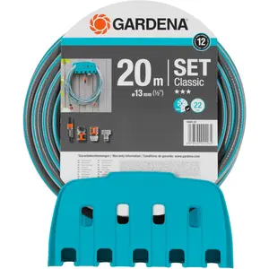 Gardena Ensemble de supports pour tuyau d'arrosage en textile Turquoise 20 m