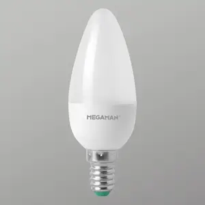 Comparateur de prix : Ampoule LED bougie E14 3,5W Megaman - Blanc chaud - 15000h - 80 Ra