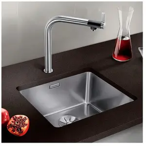 Évier de cuisine MOCOERL, acier inoxydable, noir, anthracite, 68 x 45 cm, évier encastrable avec distributeur de savon et siphon, évier de cuisine, 1 bac ( 68 cm X 45 cm