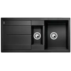 Comparateur de prix : Evier à encastrer 60cm manuel gris/noire avec siphon Blanco 513239