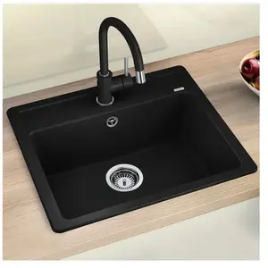 Blanco - Legra 6 - Évier en silgranit, 59x50 cm, noir 526084 pas cher