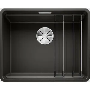 Blanco - Etagon 500 - Évier en silgranit, 53x43 cm, avec rails, noir 526349 pas cher