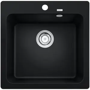 Evier - BLANCO - Naya 5 - Silgranit noir - 51x51 cm - Vidage manuel - 1 bac pas cher