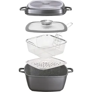 STONELINE® Poêle Carrée Multifonctions 28 x 28 cm, avec Cuisson Vapeur... pas cher