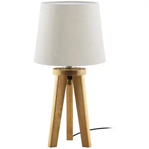 HerzBlut Elli lampe à poser, chêne huilé/crème pas cher