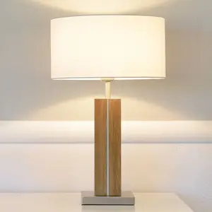 HerzBlut Dana lampe à poser, chêne huilé 56 cm pas cher