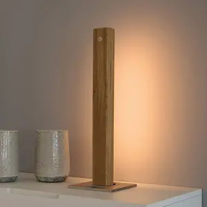 HerzBlut Leonora lampe à poser LED chêne huilé pas cher