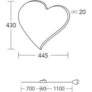 HerzBlut Applique murale LED Coeur midi, 43 cm, bois, connecteur pas cher