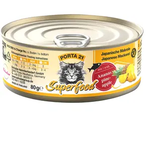 6x80g Porta 21 Superfood maquereau, ananas - Pâtée pour chat pas cher