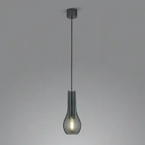 Helestra Suspension Gara avec abat-jour verre fumé, 1 lampe pas cher