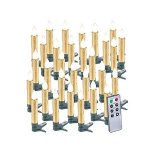 Comparateur de prix : Lunartec 30 Bougies Led Pour Sapin De Noël Avec Télécommande - Coloris Or