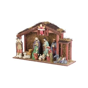 Pearl Grande crèche de Noël avec 11 figurines en porcelaine et LED pas cher