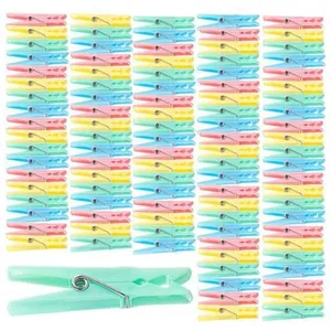 Pearl : 100 pinces à linge en plastique 7 cm en 4 coloris
