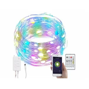Luminea Home Control Guirlande à LED RVB connectée compatible commandes vocales - 10 m pas cher